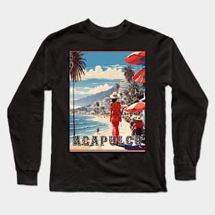 Acapulco Mexico Travel Vintage Poster Long Sleeve T-Shirt